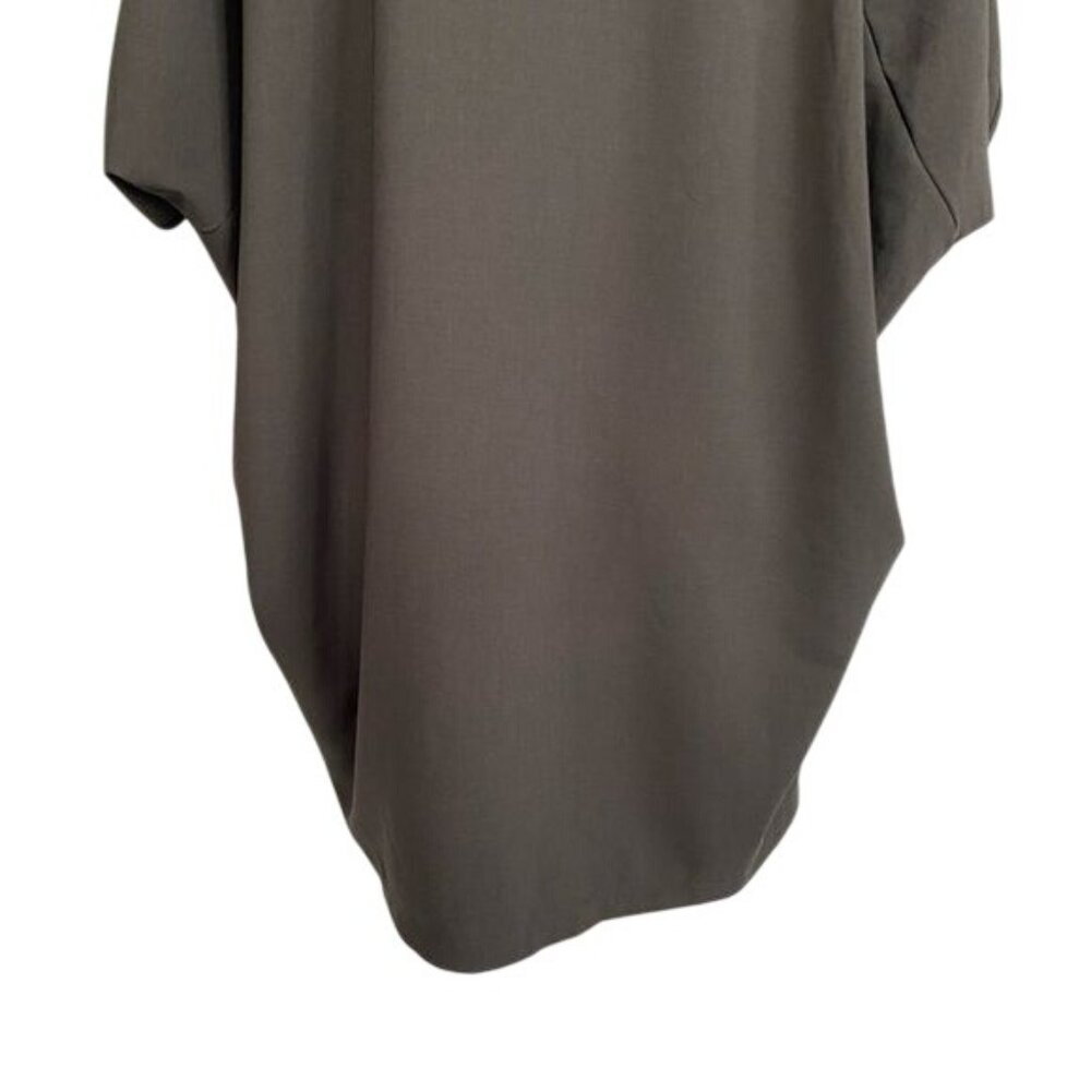 Mock Neck Oversized Tunic T-Shirt Dress Dark Gray Short Sleeve Relaxed Fit - Picture 6 of 9